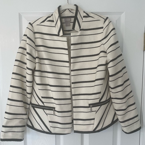 Chico’s Neutral Striped Blazer - Picture 1 of 6
